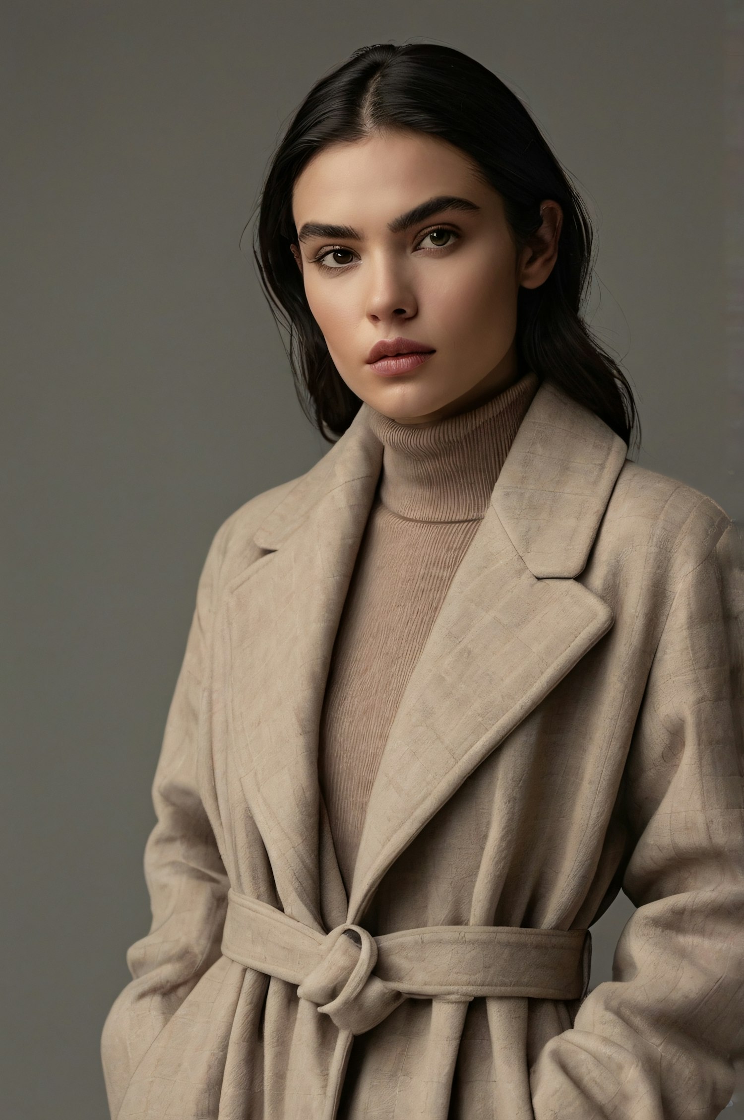 Portrait of a Woman in Beige Coat