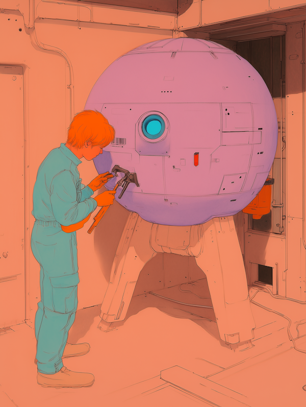 Technician Adjusting Spherical Machine