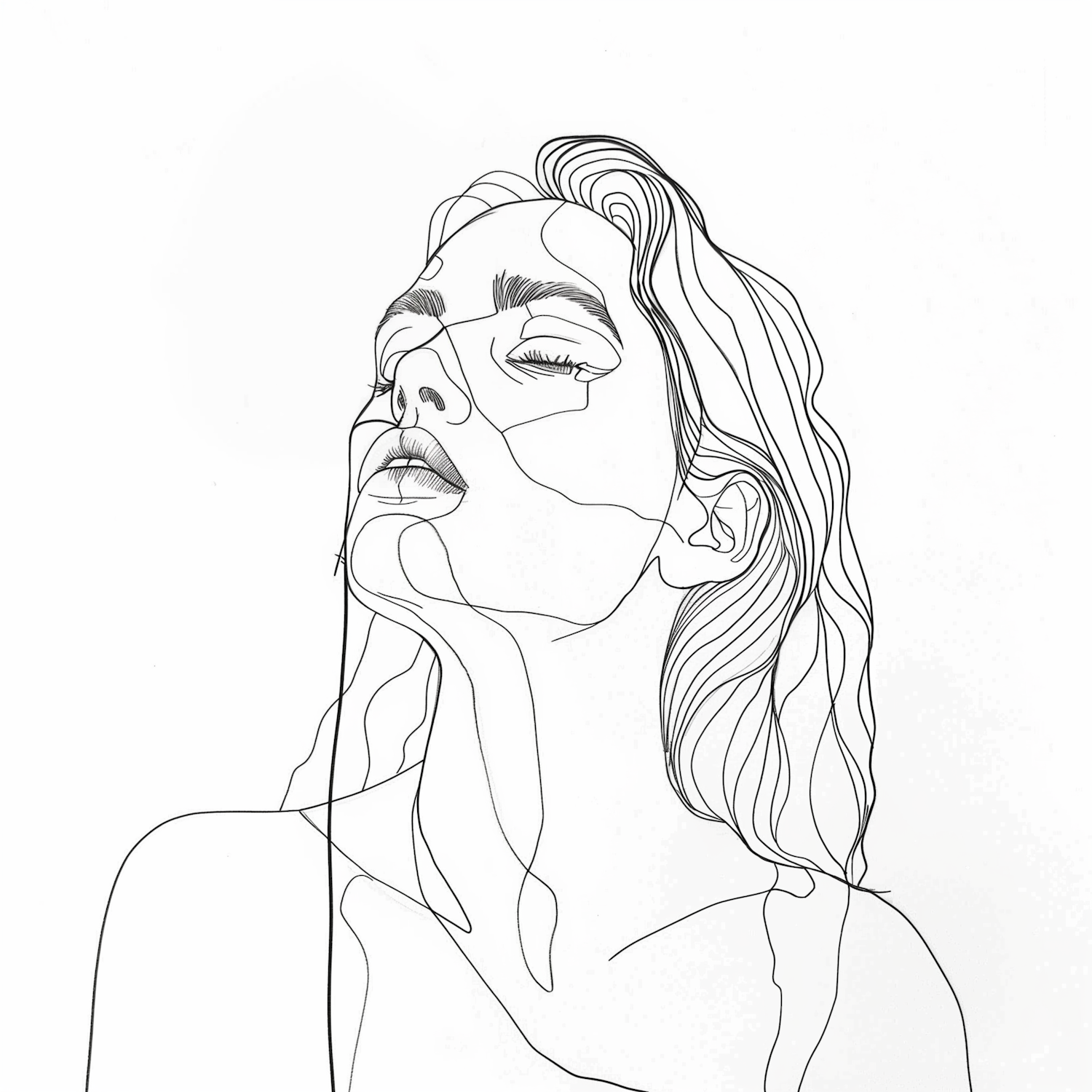 Minimalist Line Drawing of a Human Face