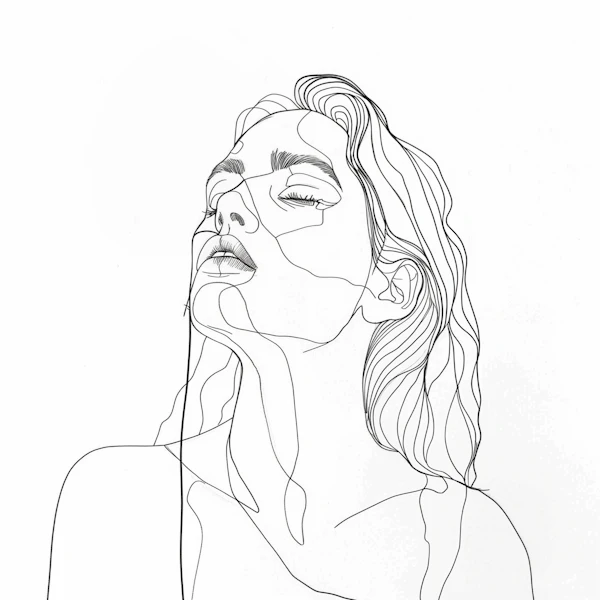 Minimalist Line Drawing of a Human Face