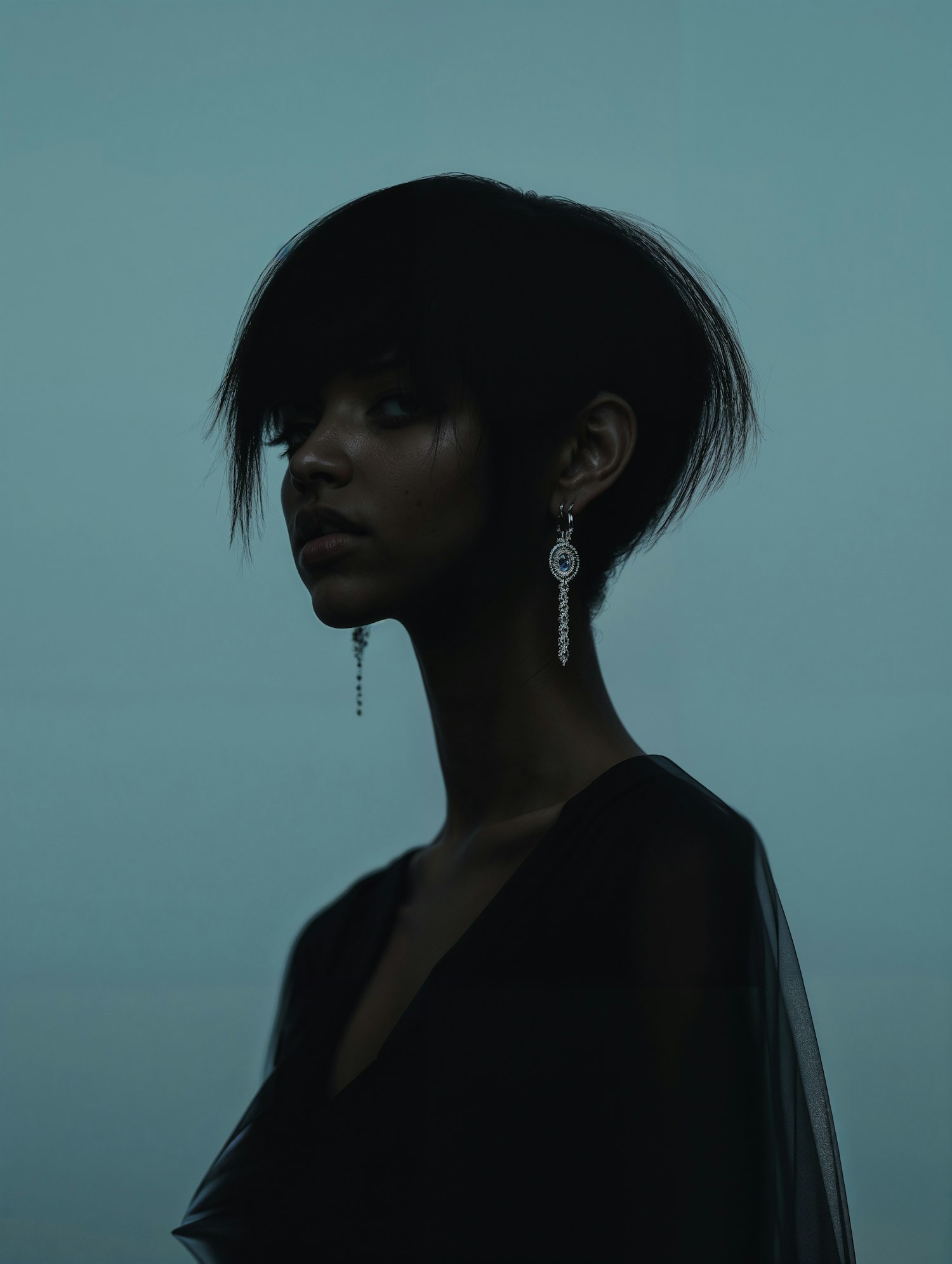 Moody Portrait with Elegant Earrings