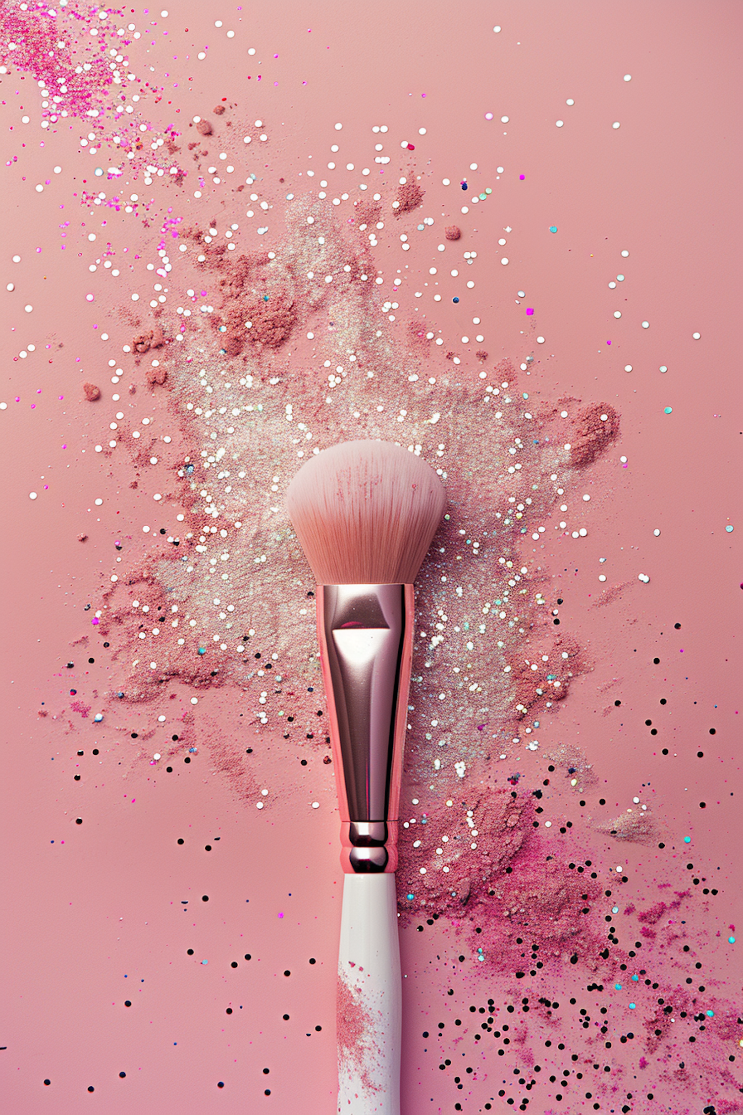 Elegant Makeup Brush on Pastel Pink