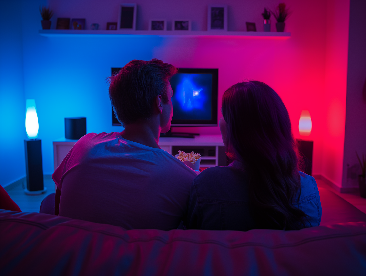 Couple Watching TV at Home