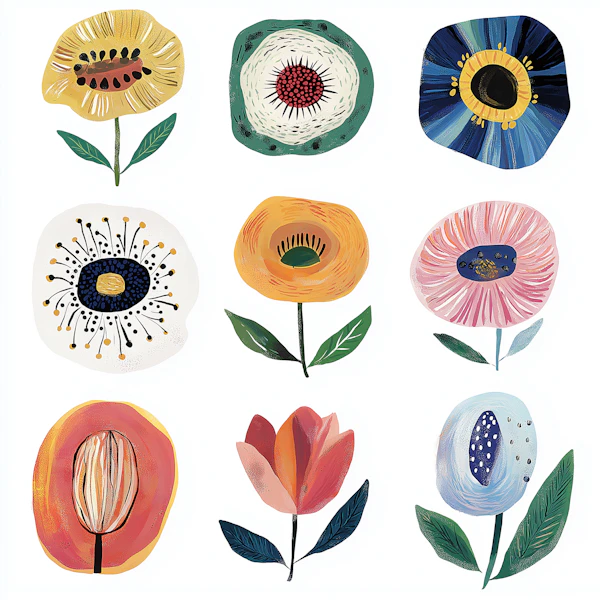 Stylized Floral Grid