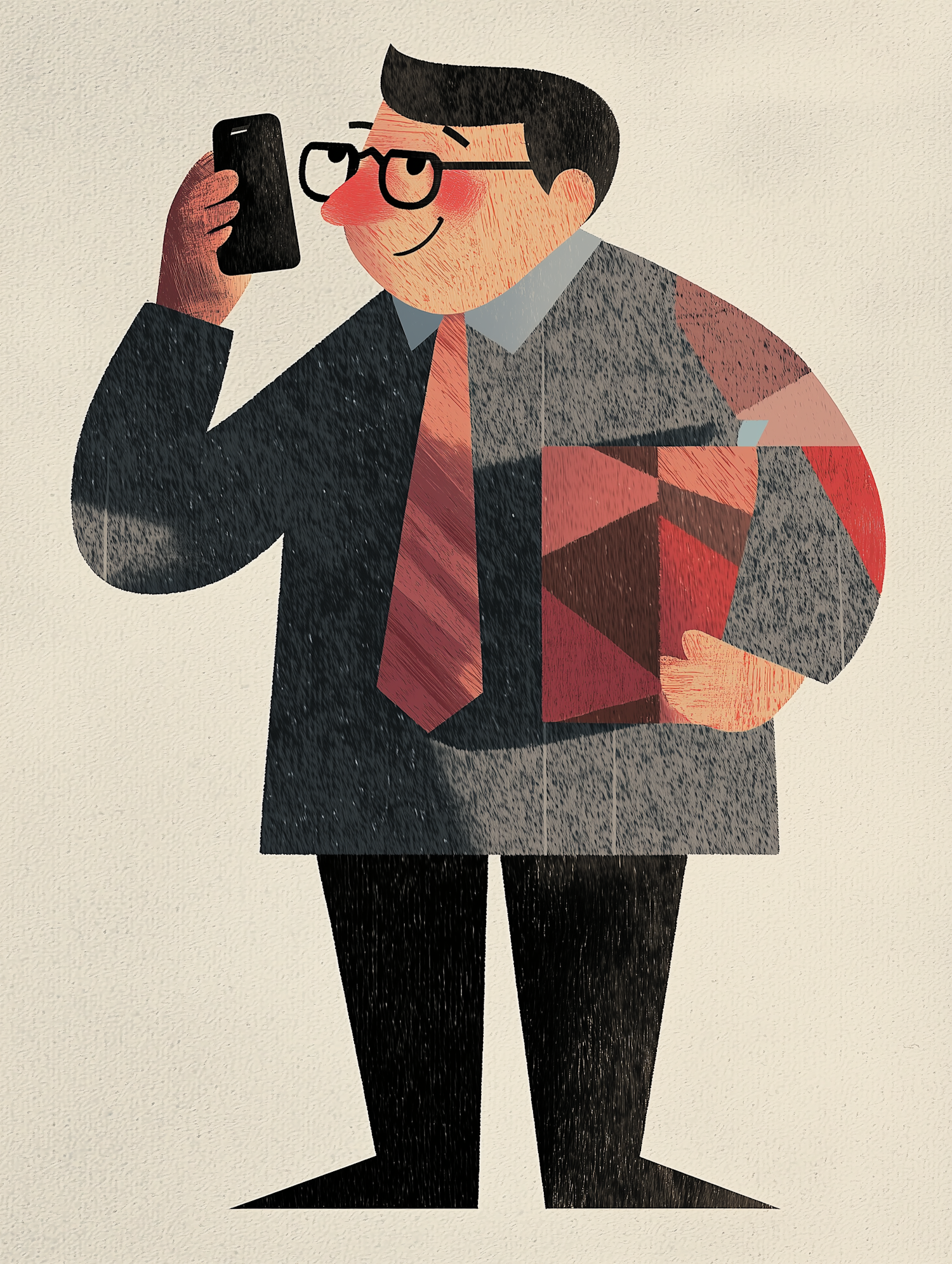 Cartoonish Businessman on Phone