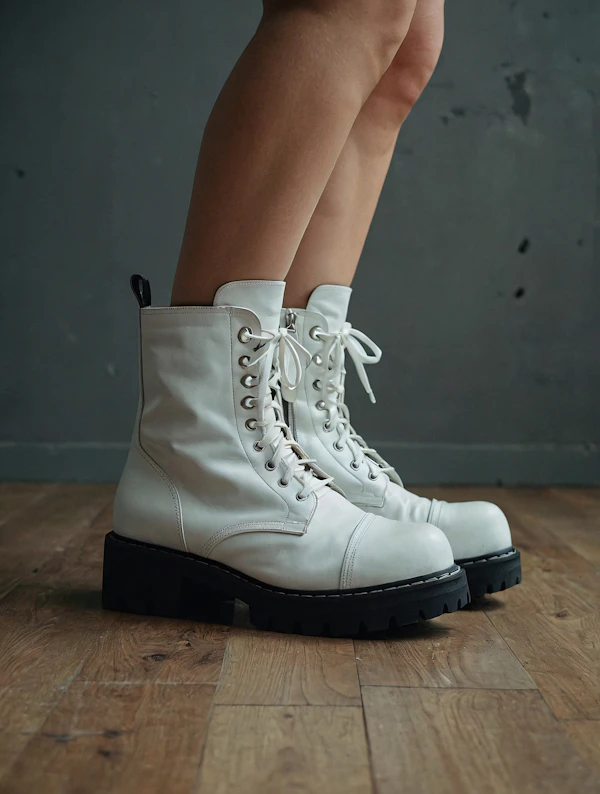 White Combat Boots