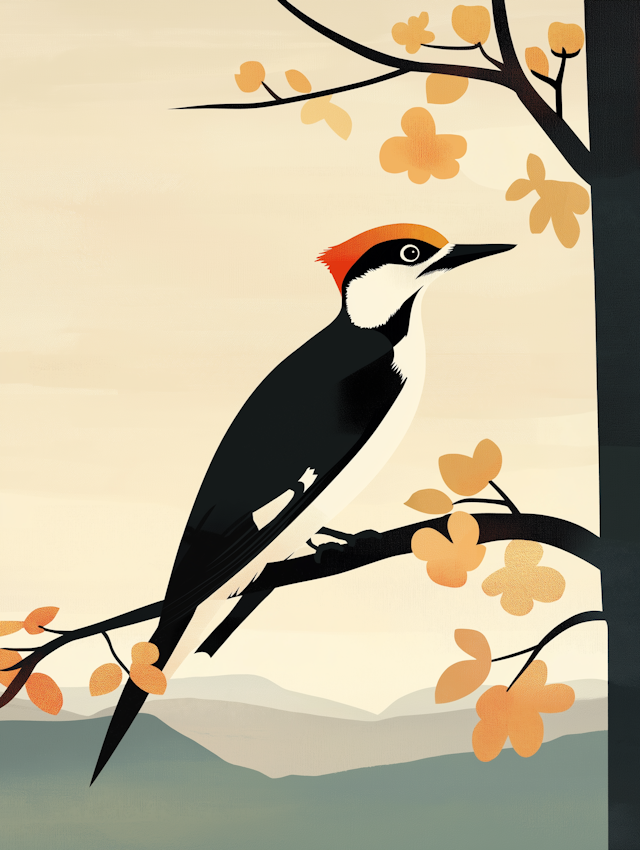 Stylized Illustration of Woodpecker