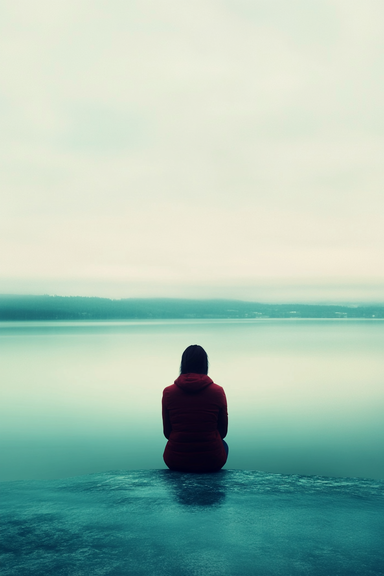 Solitary Figure by the Water