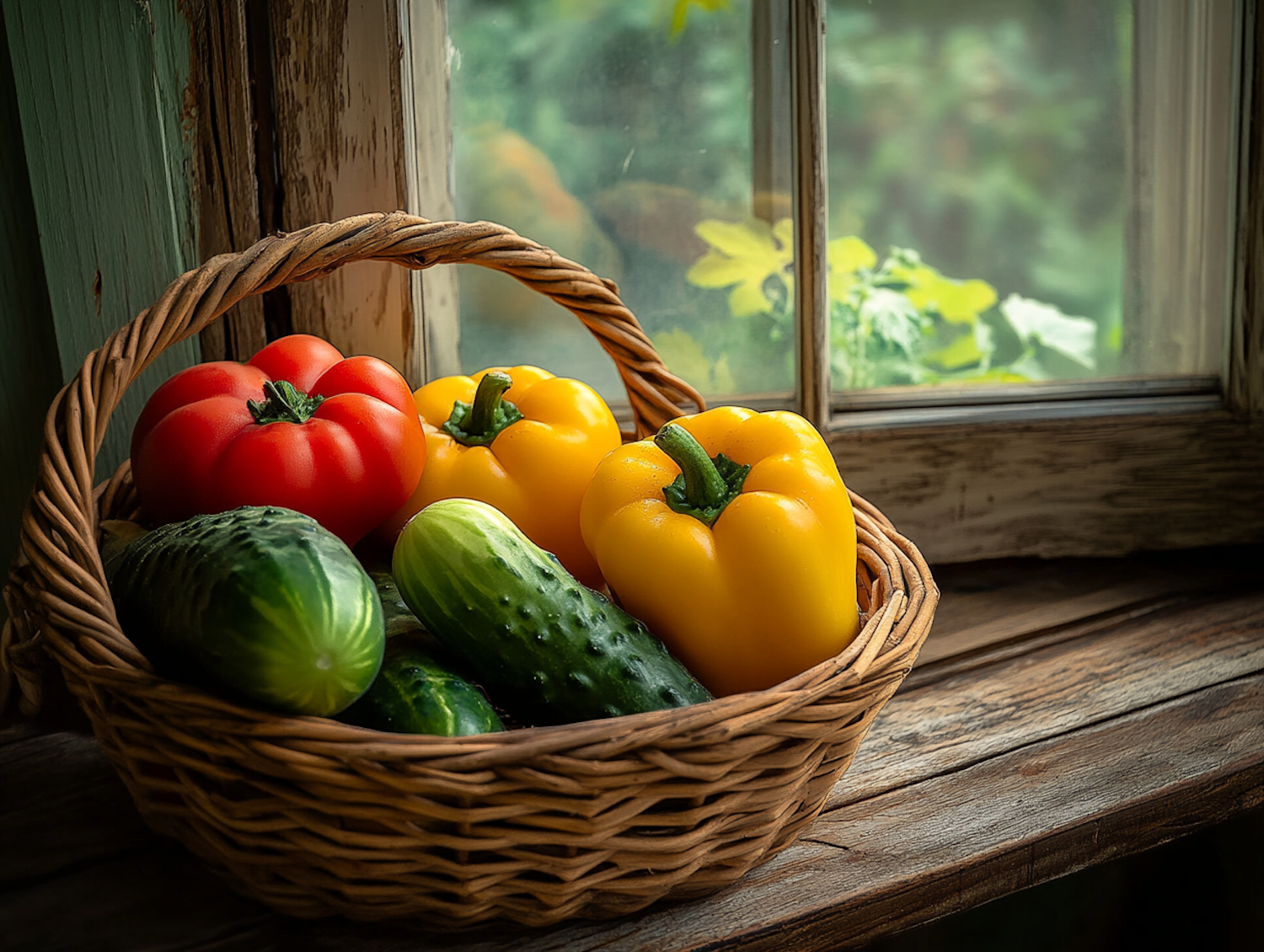 Fresh Vegetables in Wicker Basket