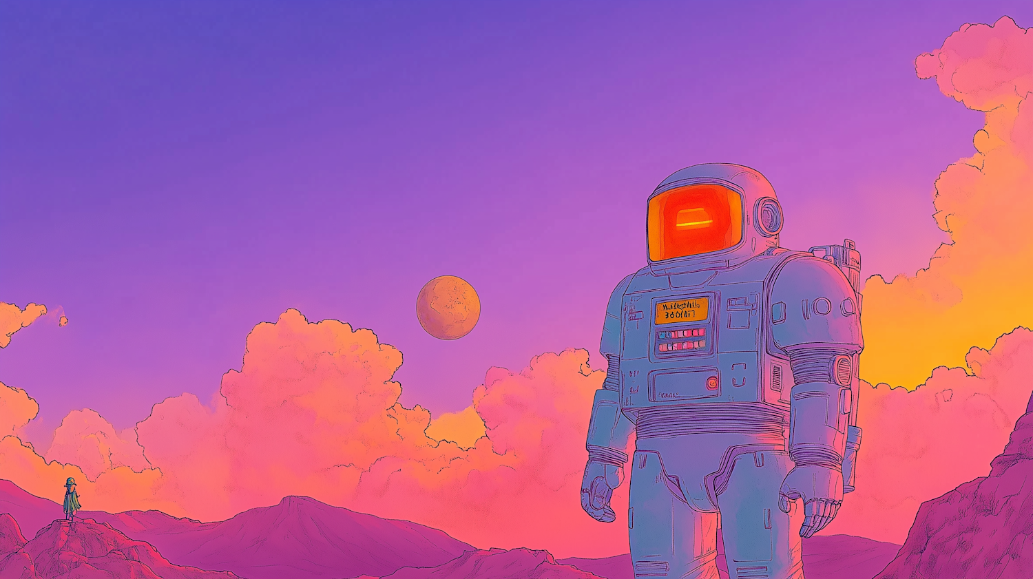 Astronaut in Vibrant Landscape