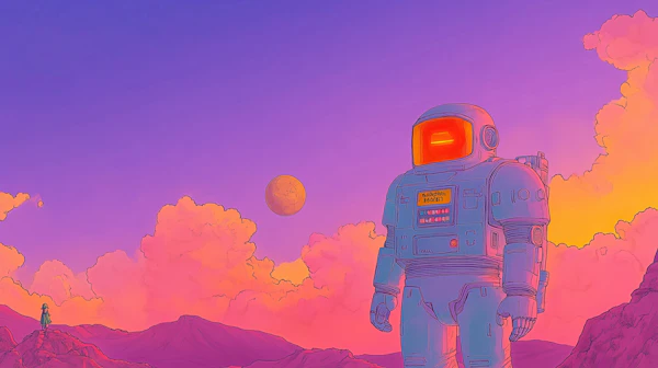 Astronaut in Vibrant Landscape