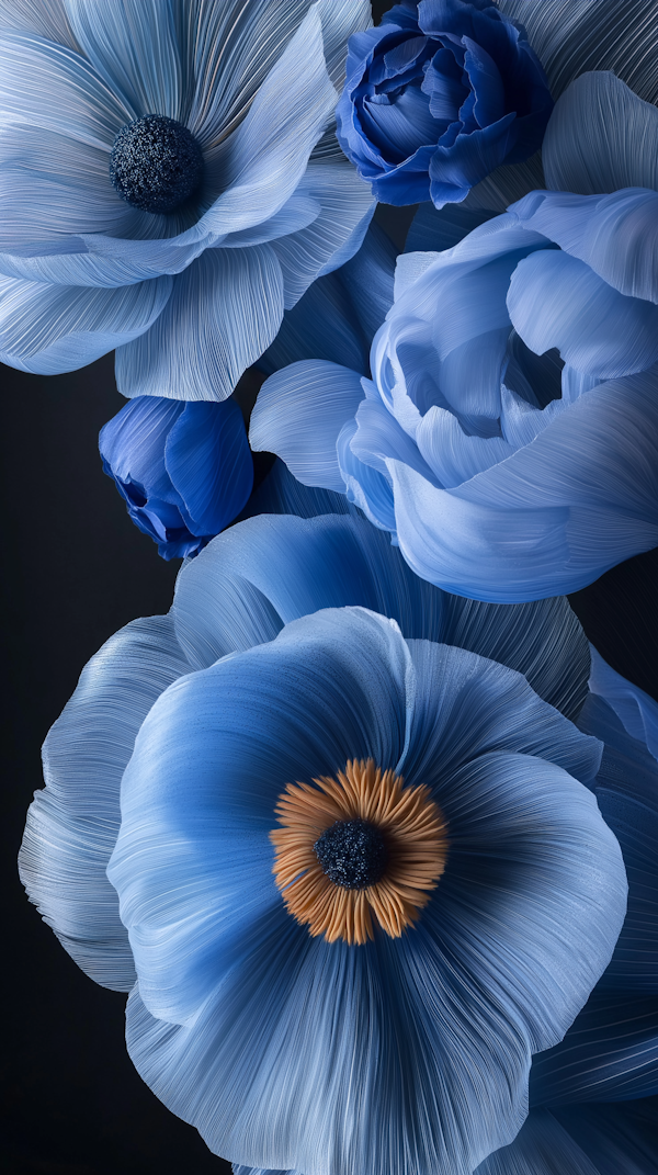 Artistic Blue Flowers Composition