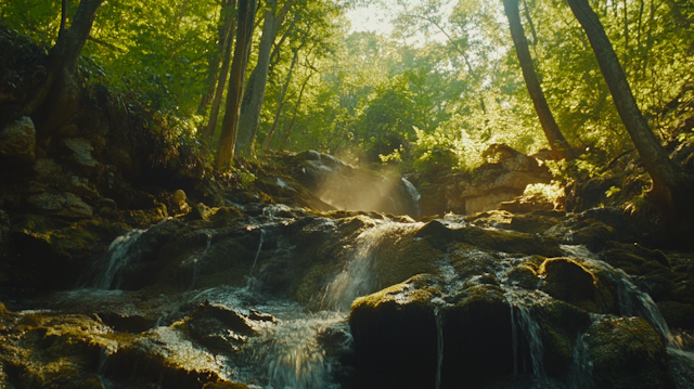 Serene Forest Waterfall