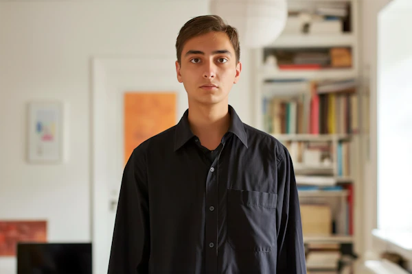 Contemplative Young Man in a Room