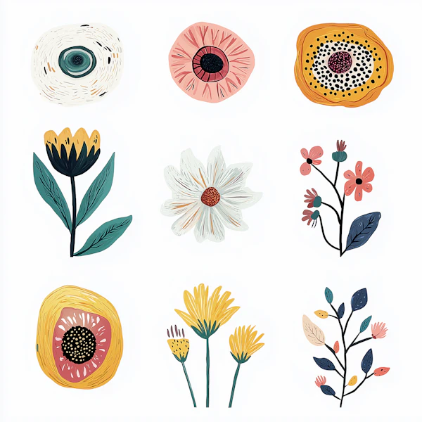 Stylized Floral Grid