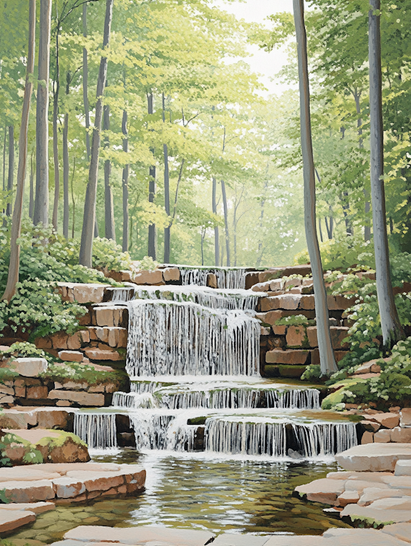 Serene Forest Waterfall