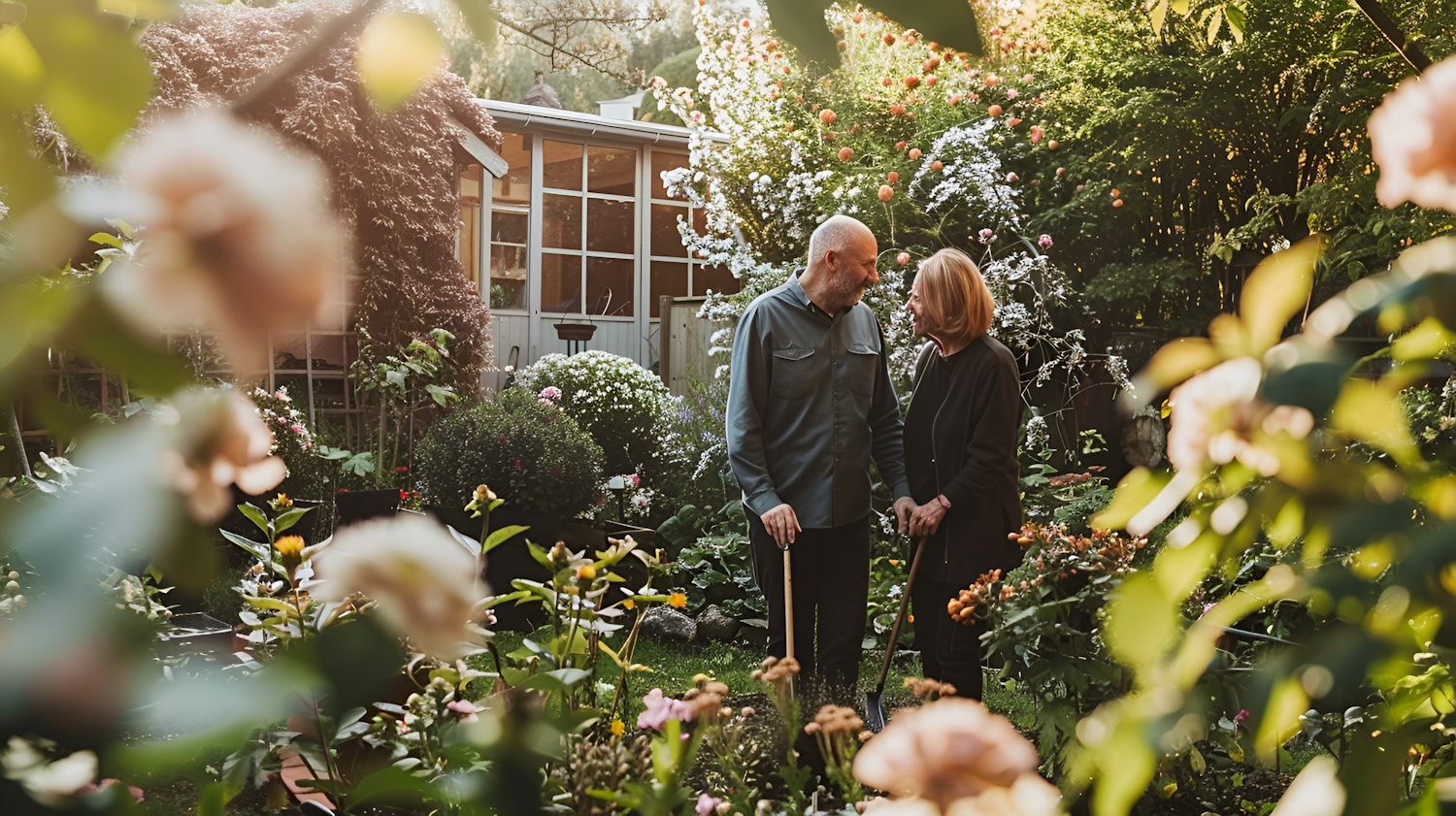 Elderly Couple in Garden