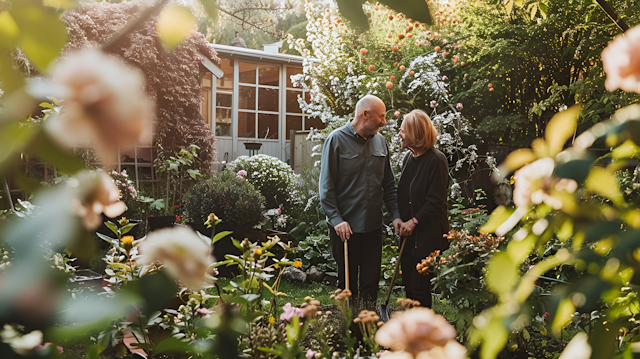 Elderly Couple in Garden