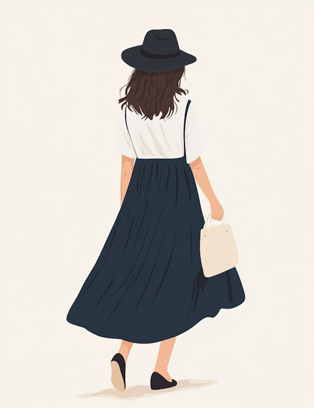 Woman in Chic Outfit Walking