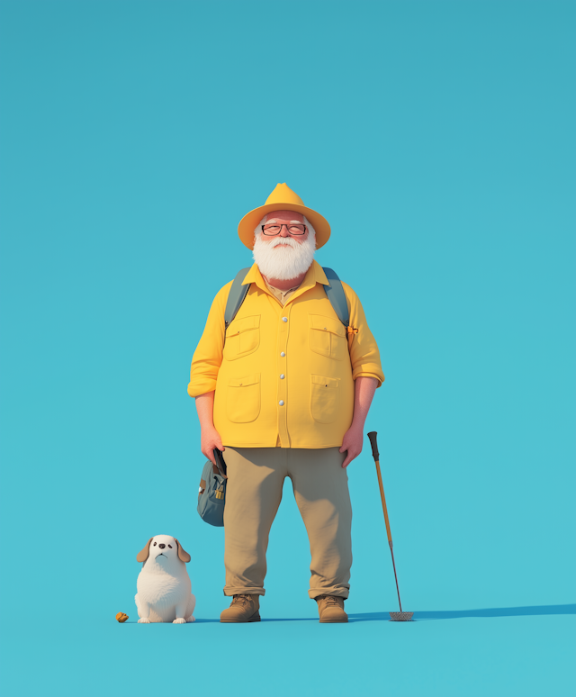 Elderly Man with Dog