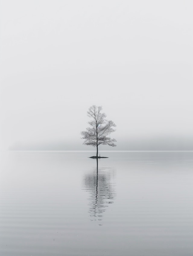 Serene Waterbound Tree