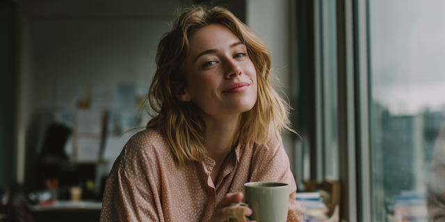 Woman by Window with Mug