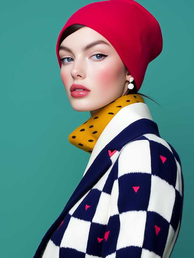 Fashionable Portrait with Red Beanie