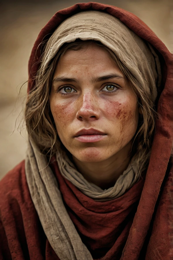 Contemplative Woman with Green Eyes