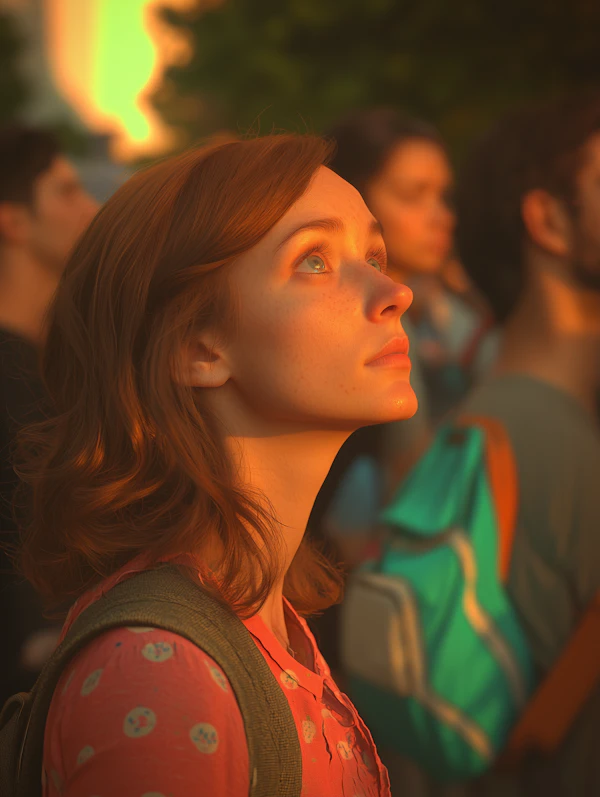 Contemplative Young Woman in Warm Light