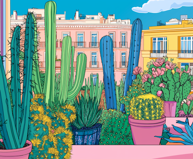 Urban Cacti and Succulents Illustration