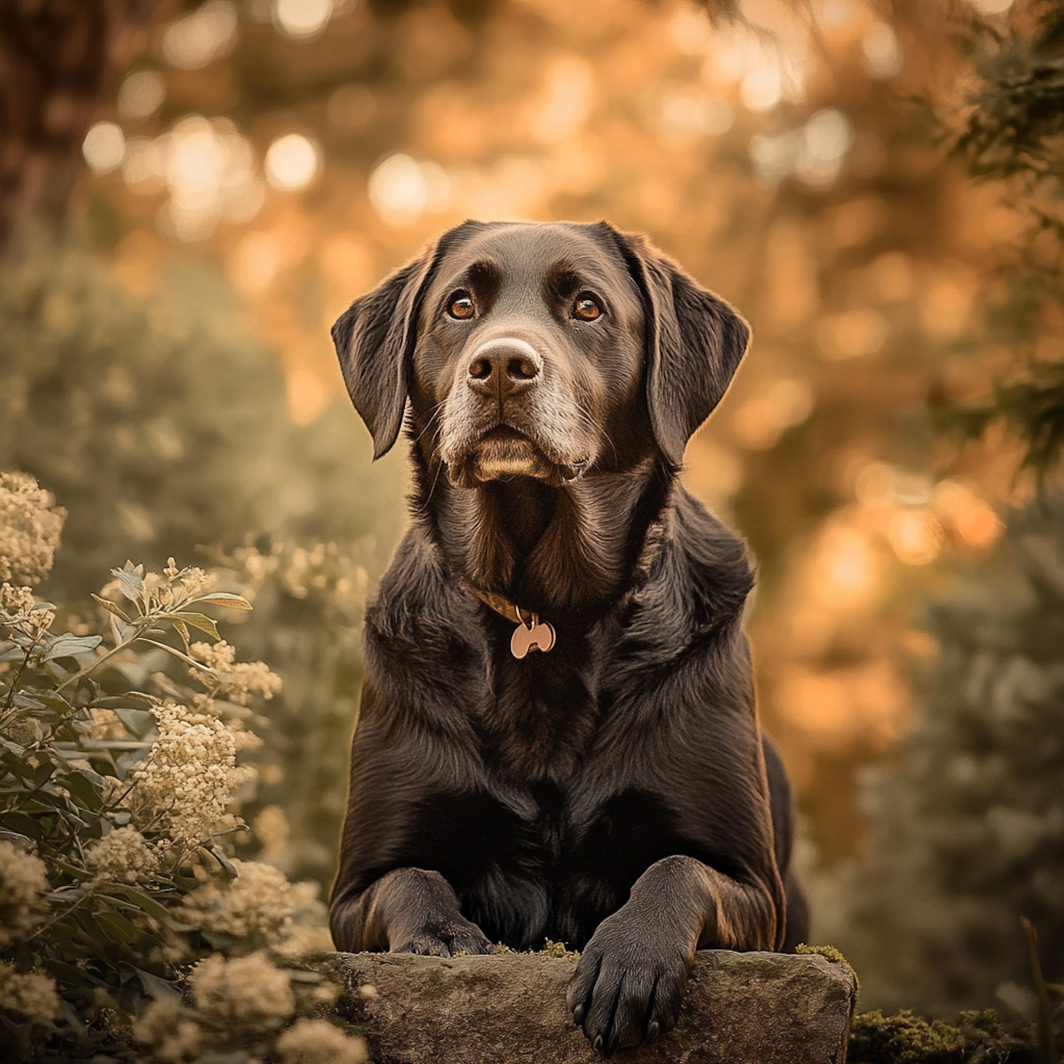 Black Labrador Retriever at Sunset