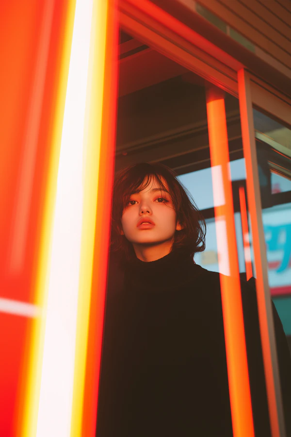 Urban Portrait with Neon Lights