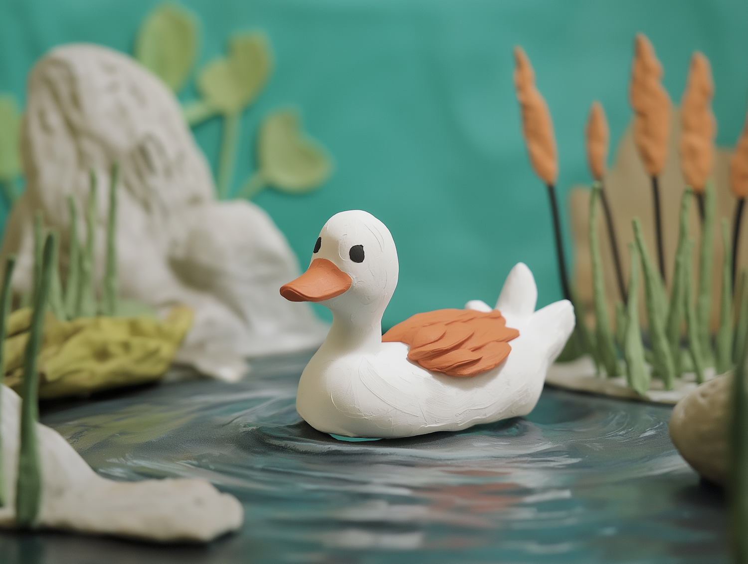 Clay Model of Duck on Water