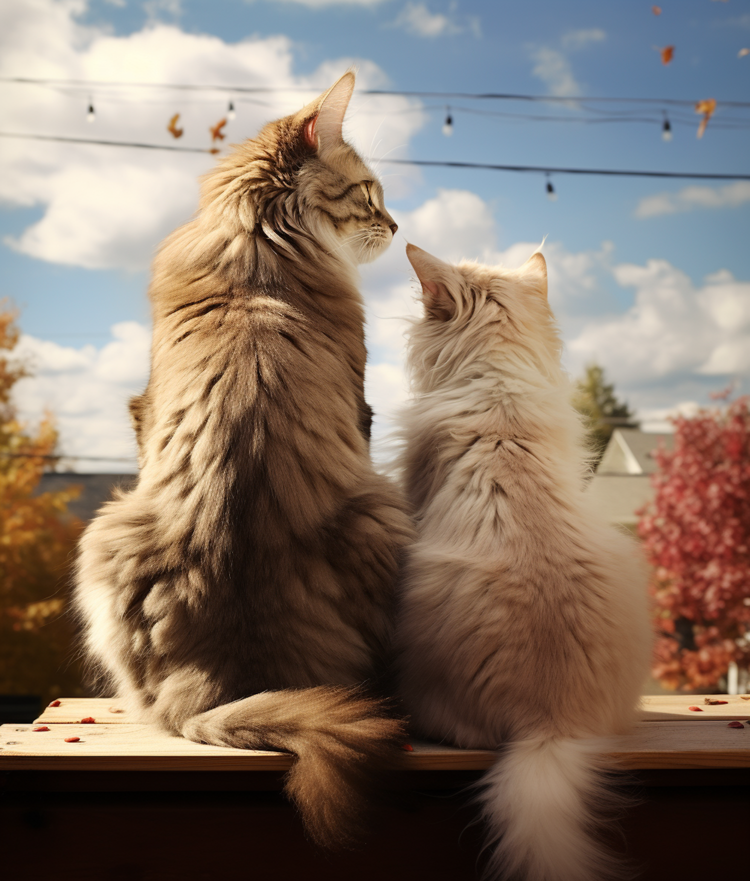 Serene Feline Companions in Autumnal Repose