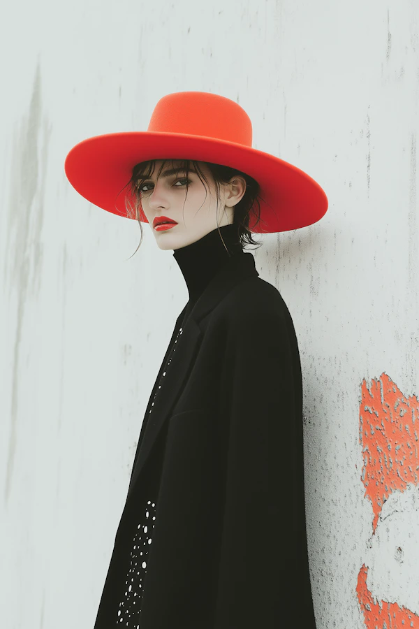 Bold Red Hat Portrait