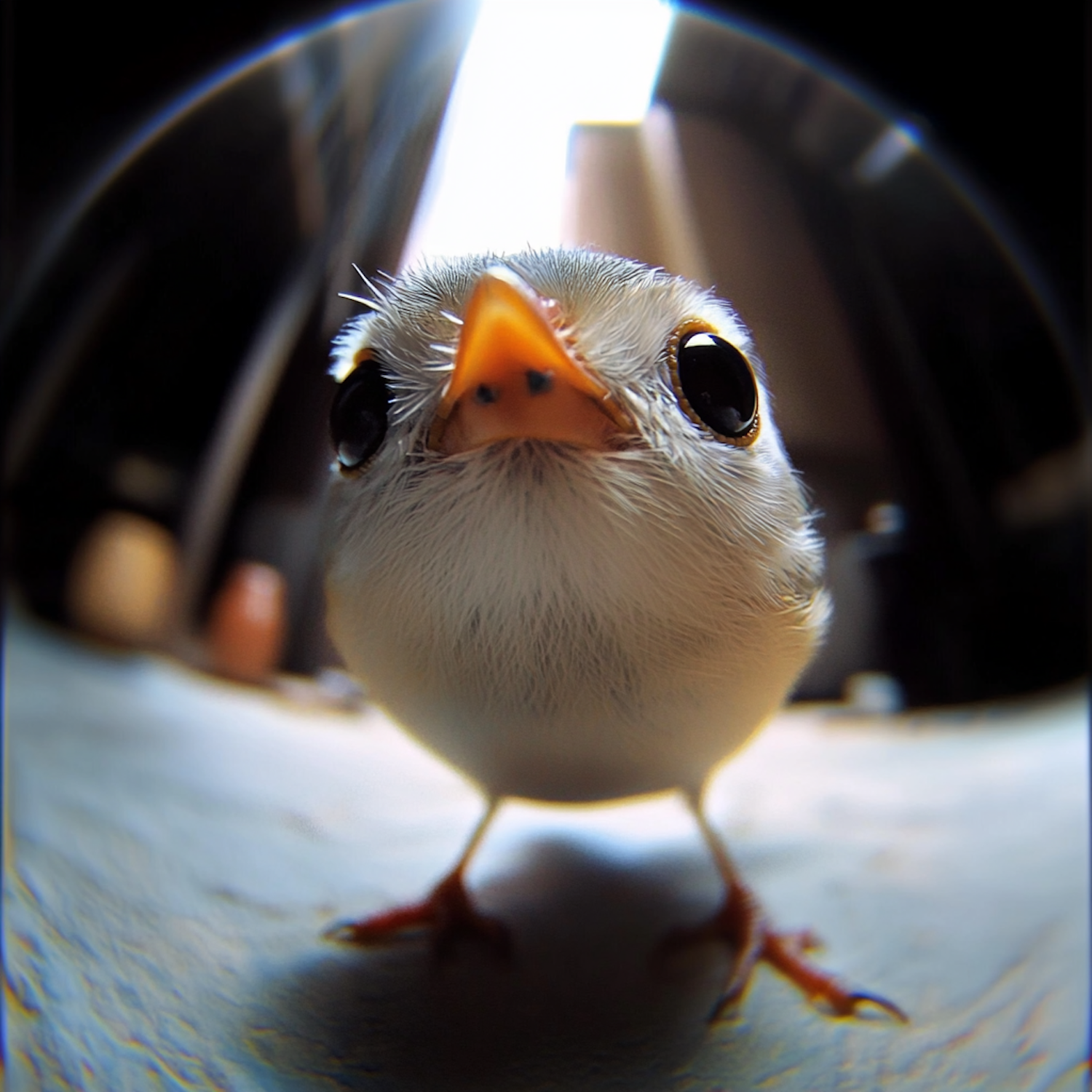 Close-up of a Bird with Fisheye Lens Effect