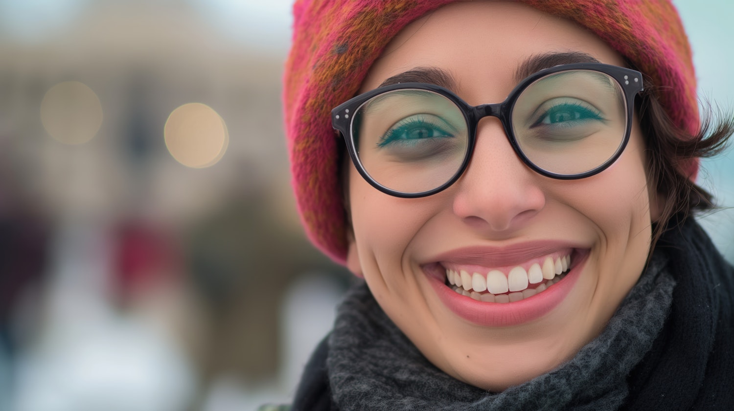 Smiling Person with Colorful Hat