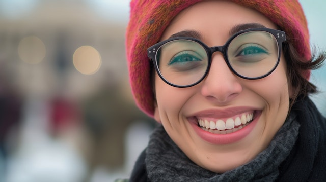 Smiling Person with Colorful Hat