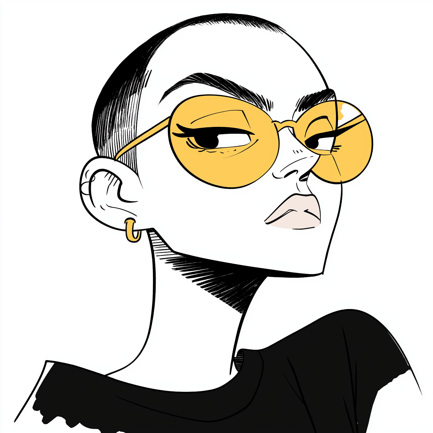 Stylized Portrait with Yellow Sunglasses