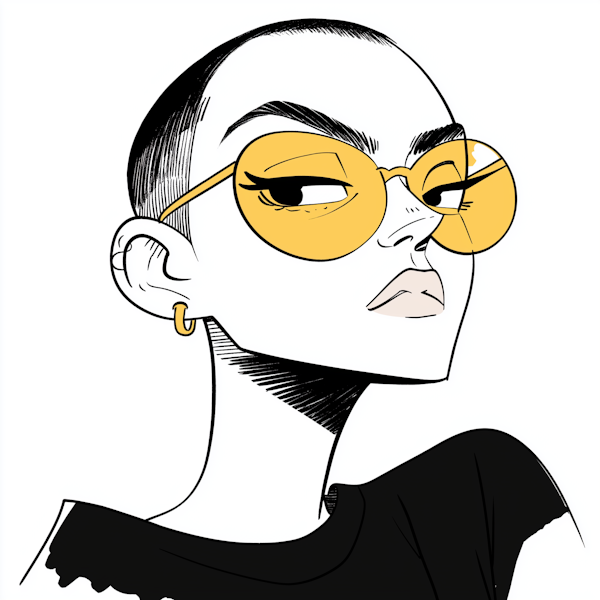 Stylized Portrait with Yellow Sunglasses