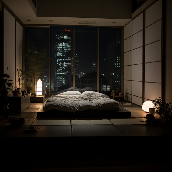 Urban Oasis Bedroom at Night