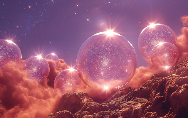 Surreal Nebula Orbs Landscape