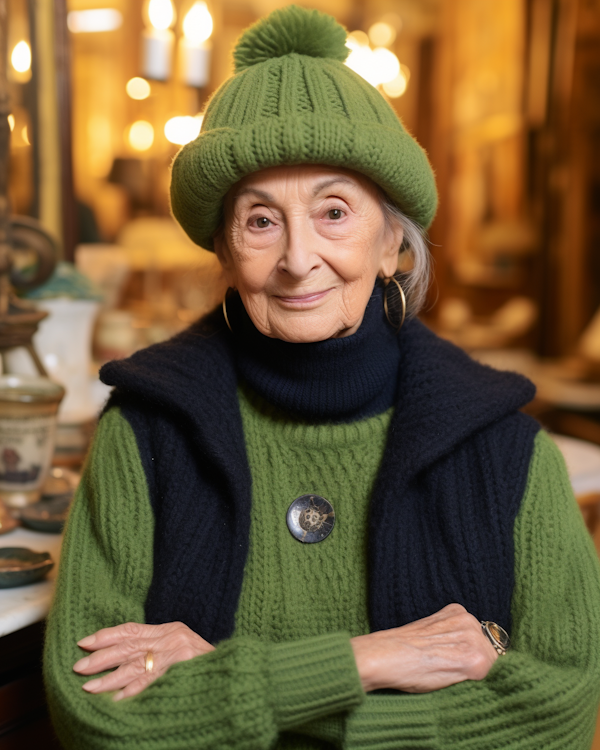 Warm and Spirited Grandmother in Green