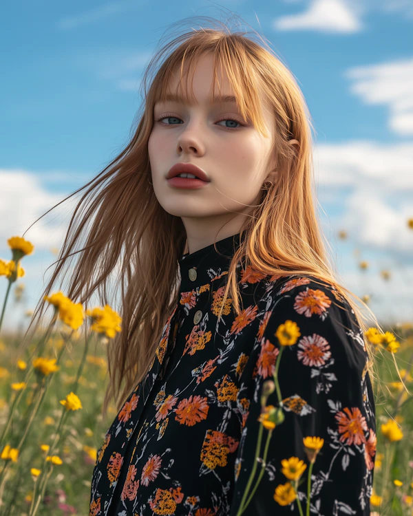 Woman in Flower Field