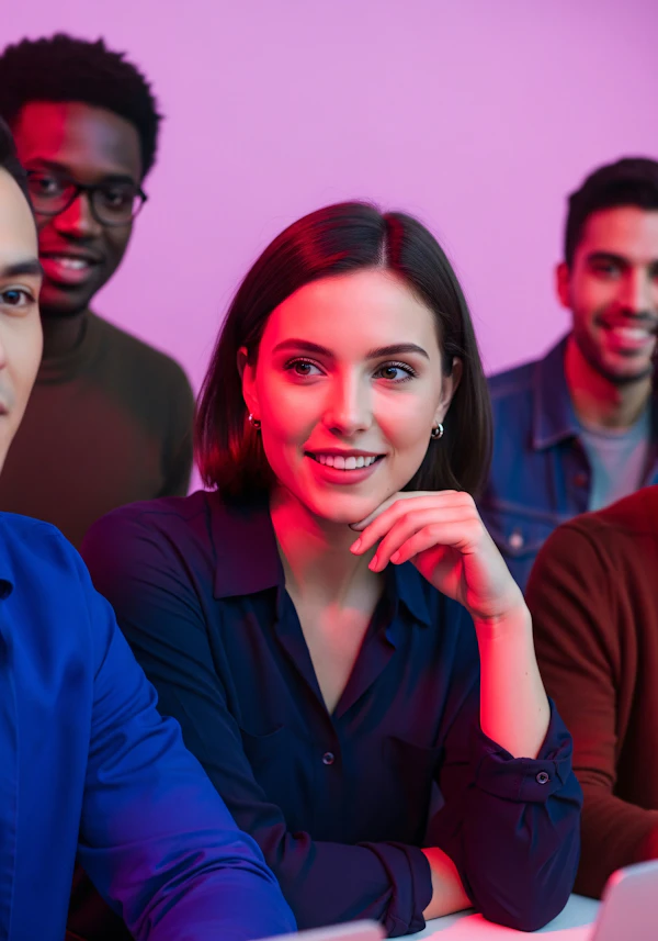 Group in Vibrant Setting