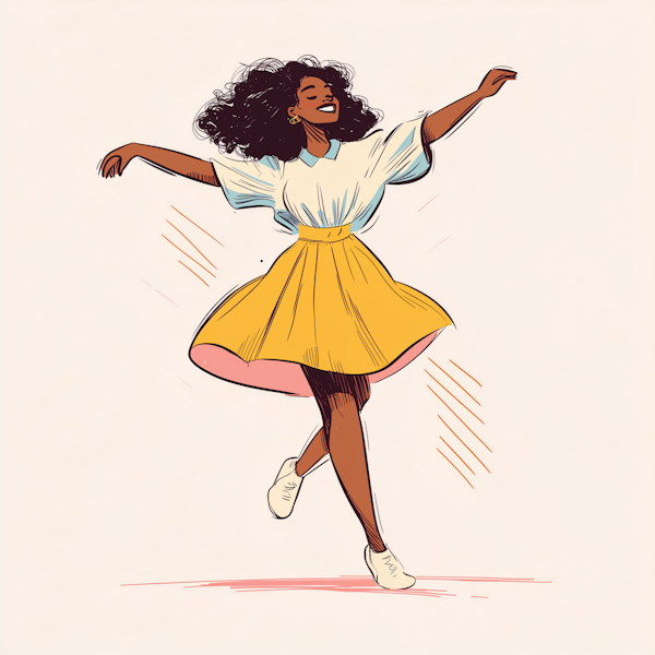 Joyful Woman Twirling Illustration