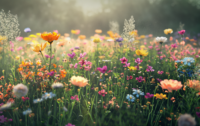 Sunlit Wildflower Meadow