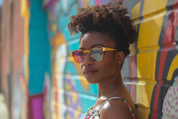 Fashionable Woman with Graffiti