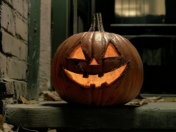 Halloween Jack-o'-Lantern on Steps