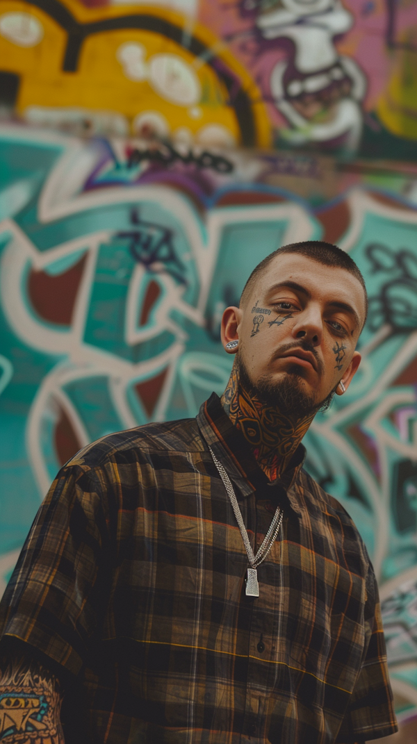 Confident Man Against Graffiti Wall